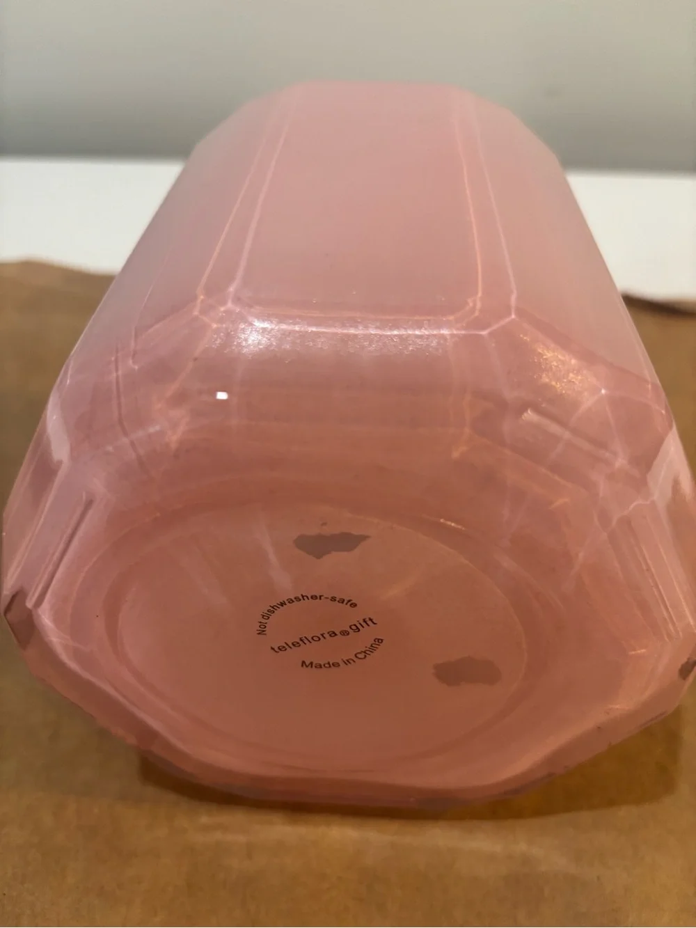 Pink Octagonal Tumbler Flower Vase